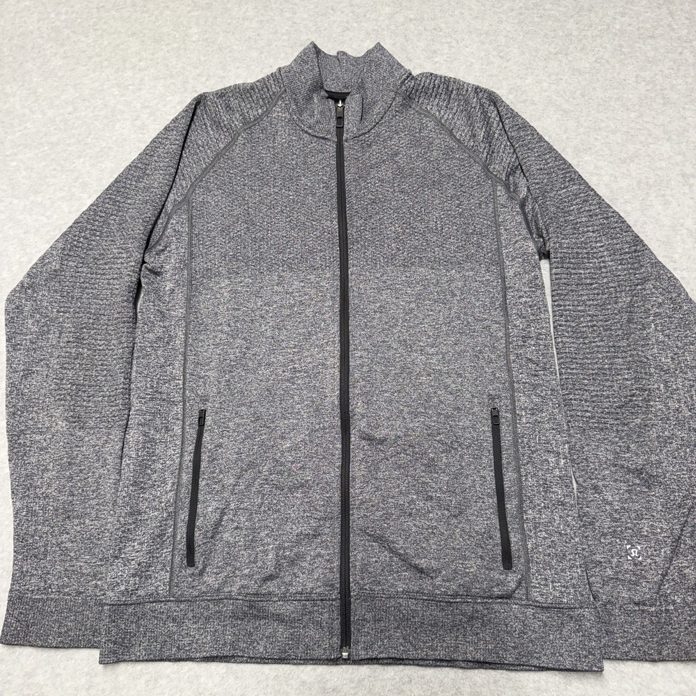Lululemon Engineered Warmth Jacket Mens Large Gray Full Zip Knit Athletic